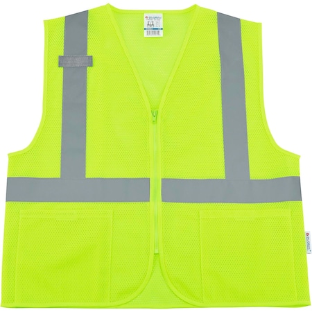 Global Industrial Hi-Vis Safety Vest L/XL Class 2 2 Pockets, 1 Mic Tab 641636LL